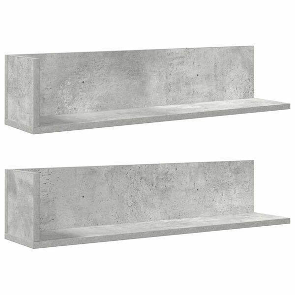 vidaXL Wall Shelf Concrete gray Engineered wood Medium Reversible