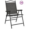 vidaXL Garden Chair Set of 8 Melange grey Textilene fabric, steel Medium