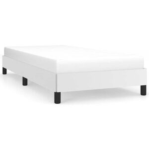 vidaXL Bed Frame White Faux leather, plywood, engineered wood Twin
