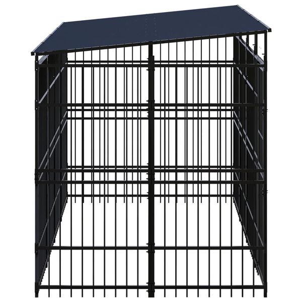 vidaXL Dog Kennel Black Powder-coated steel 153.9 x 78.7 x 89.8 in