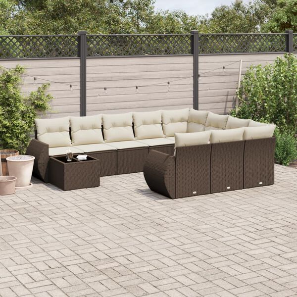 vidaXL Garden Sofa Set Brown and cream white
