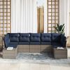 vidaXL Garden Sofa Set with Cushion 7 pcs Grey Poly Rattan