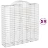 vidaXL Gabion Basket Set of 9 Silver Galvanized iron