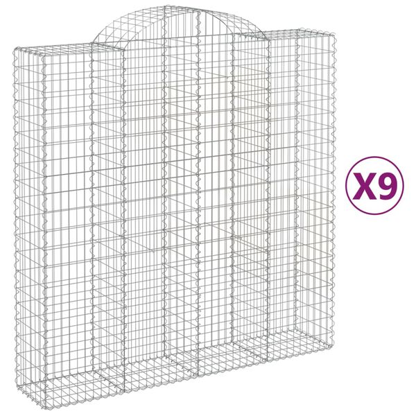 vidaXL Gabion Basket Set of 9 Silver Galvanized iron