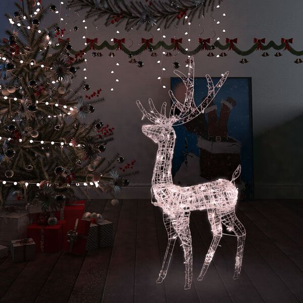 vidaXL Reindeer Christmas Decoration Warm White Acrylic Large