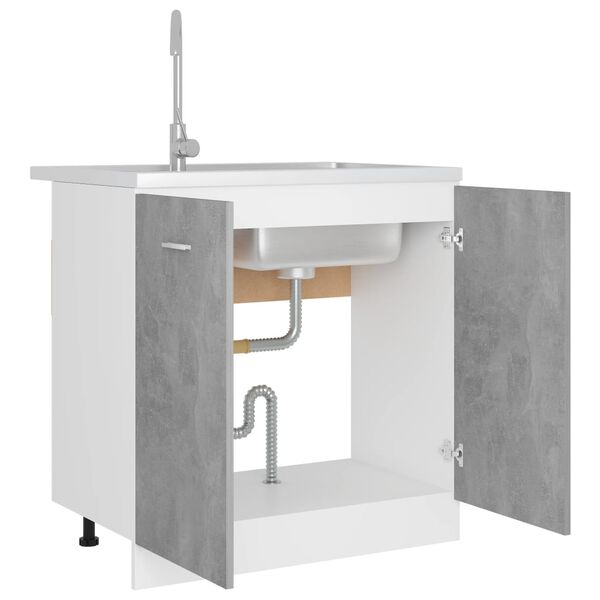 vidaXL Sink Bottom Cabinet Concrete grey Engineered wood Medium