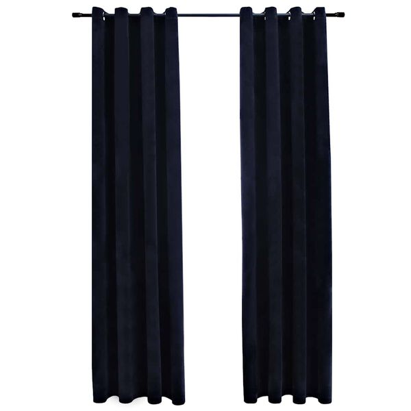 vidaXL Blackout Curtains with Rings 2 pcs Velvet Black 55.1x88.6"