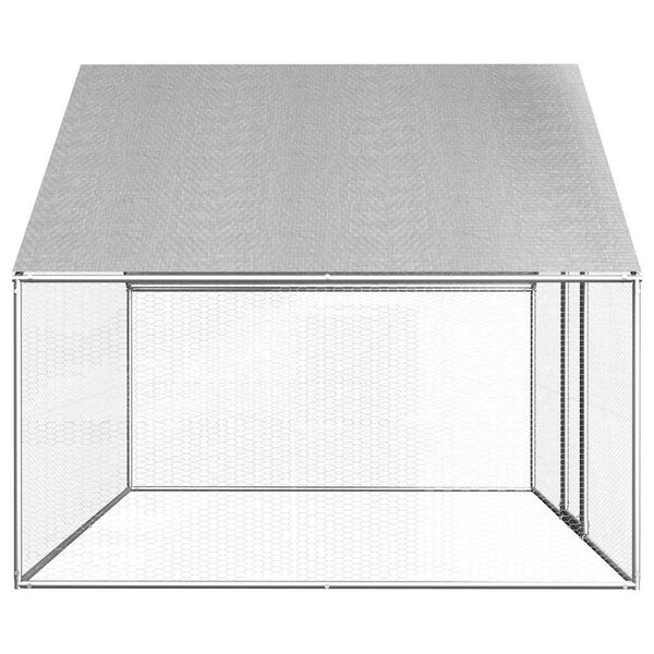 vidaXL Chicken Cage Silver frame + gray roof Galvanized steel, PE roof