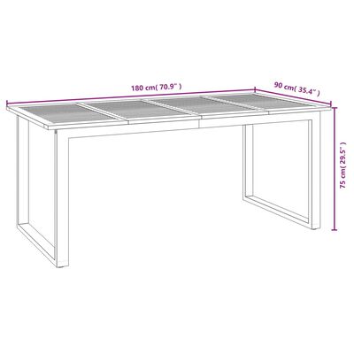 vidaXL Patio Table with U-shaped Legs 70.9"x35.4"x29.5" Solid Wood Acacia