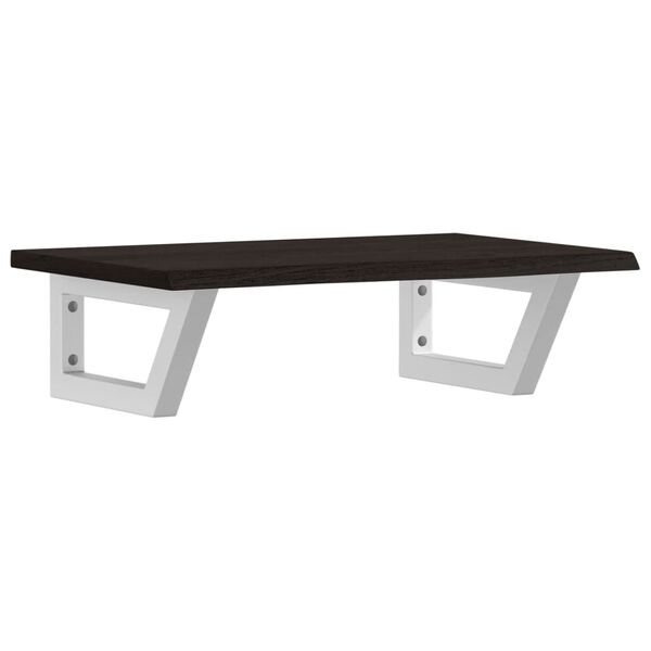 vidaXL Basin Shelf Dark Brown, White Solid Oak Wood, Steel Compact