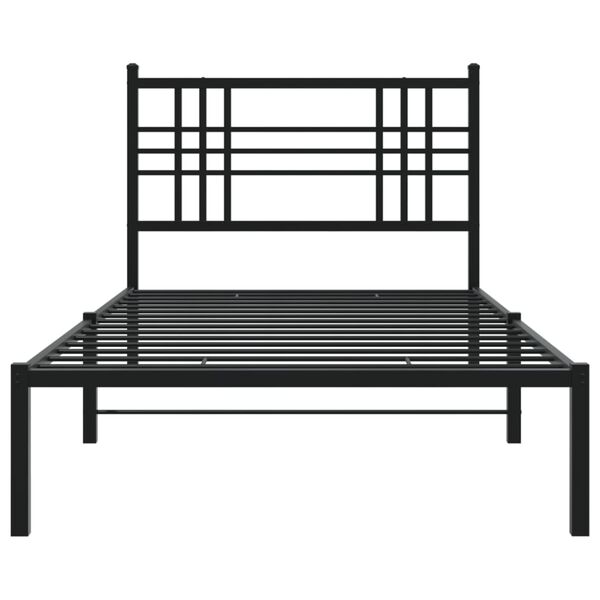 vidaXL Bed Frame Black Powder-Coated Steel Twin Bed Frame Rectangular
