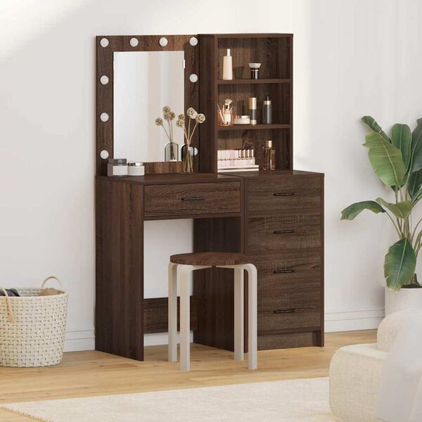 vidaXL Dressing Table 2 pcs Brown 50 x 41 x 135 cm Engineered wood