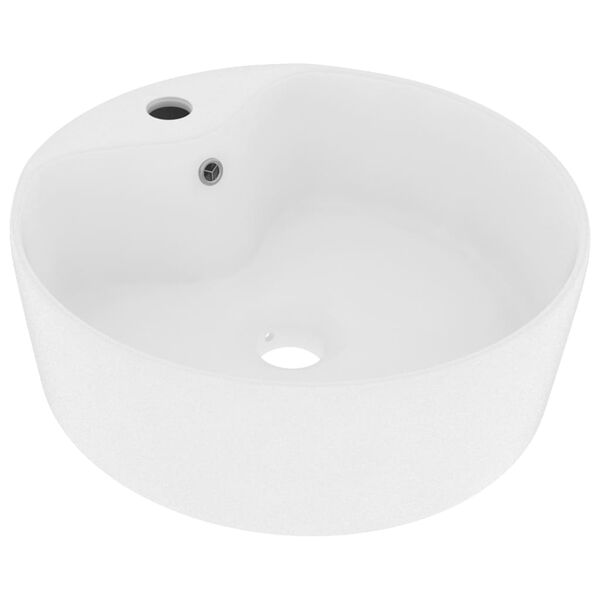 vidaXL Luxury Wash Basin with Overflow Matt White 14.2x5.1" Ceramic