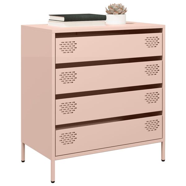 vidaXL Sideboard Pink Cold-rolled Steel 26.8 x 15.4 x 28.9 in Sideboard