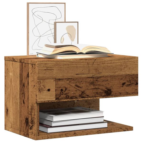 vidaXL Wall-mounted Bedside Cabinet Old wood Engineered wood