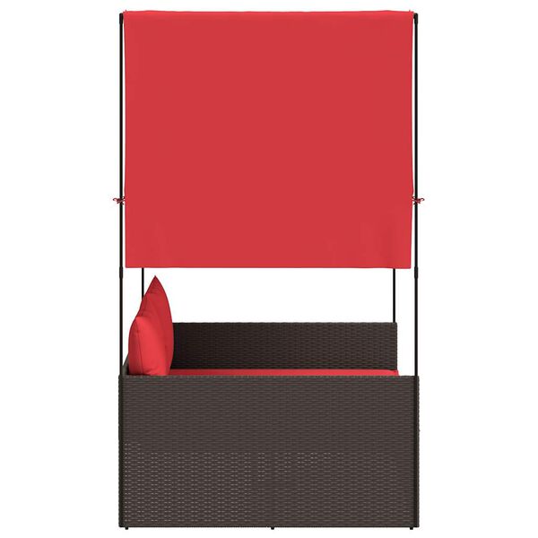 vidaXL Patio Double Sun Lounger Brown, Red