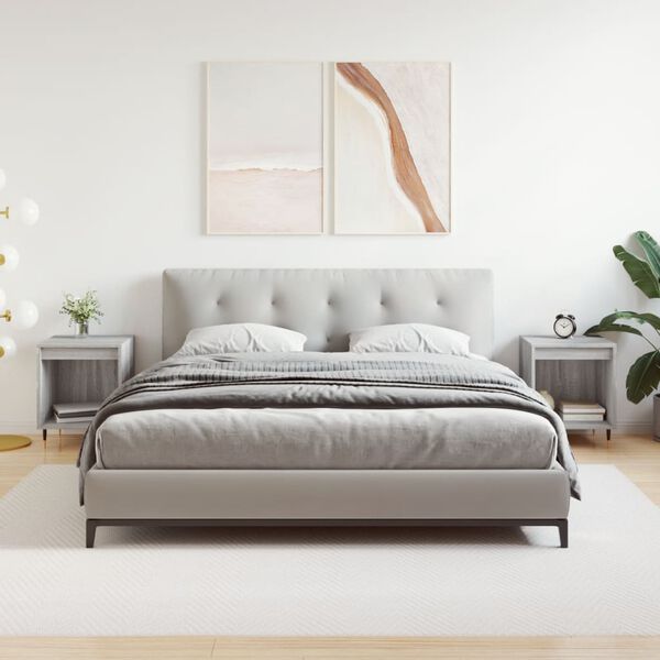 vidaXL Bedside Cabinet Set of 2 Grey Sonoma Engineered wood, metal