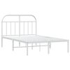 vidaXL Bed Frame White Powder-Coated Steel Full Bed Frame Rectangular