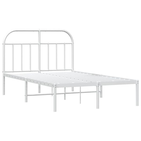 vidaXL Bed Frame White Powder-Coated Steel Full Bed Frame Rectangular