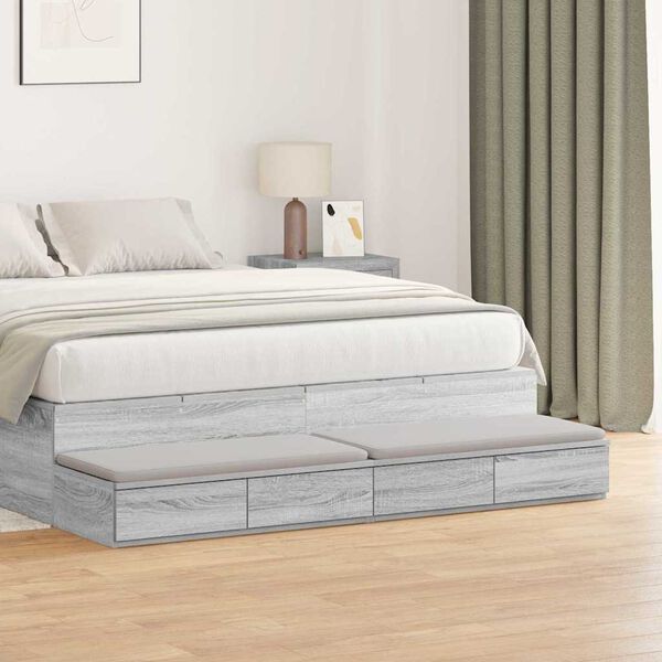 vidaXL Bed Drawers Grey Sonoma 55.12 x 14.37 x 6.50 in Engineered Wood