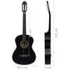 vidaXL Classical Guitar for Beginner with Bag Black 4/4 39"