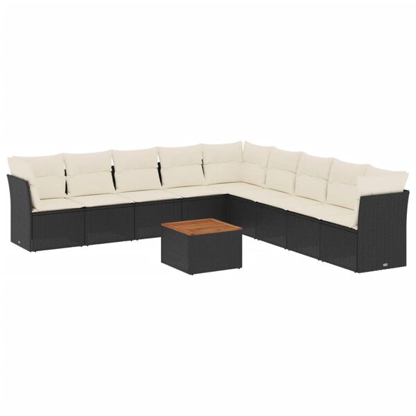 vidaXL Garden Sofa Set Black, Cream