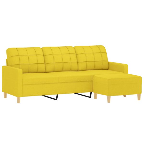 vidaXL 3-seater Sofa With Footstool Light Yellow
