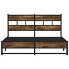 vidaXL Bed Frame Smoked oak Steel, Engineered Wood Double Bed Frame