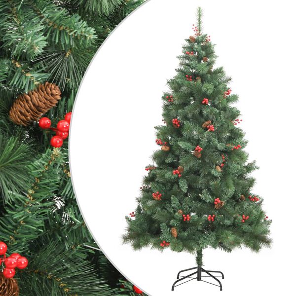 vidaXL Artificial Hinged Christmas Tree Green PVC and Metal Medium
