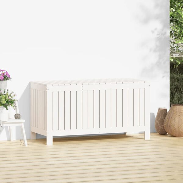 vidaXL Garden Storage Box White Solid Pine Wood Medium