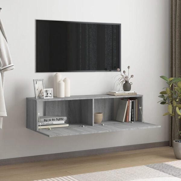 vidaXL TV Wall Cabinet Gray Sonoma Engineered Wood 47.2 x 11.8 x 11.8 in