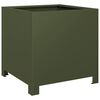 vidaXL Garden Planter Set of 2 Olive Green Steel 15.7 x 15.7 x 15.7 in