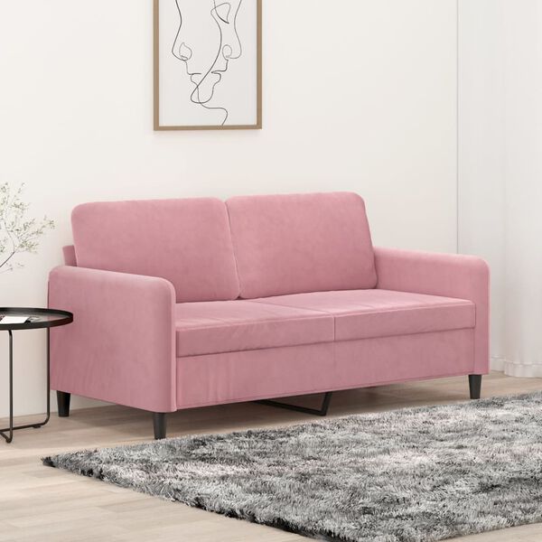 vidaXL 2-Seater Sofa Pink Velvet 55.1 in Modern 2-Seater Sofa