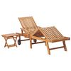vidaXL Sun Lounger With Table Set of 2 Natural Teak