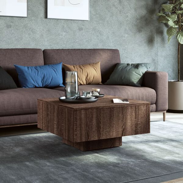 vidaXL Coffee Table Brown Oak Engineered Wood 23.6 in Durable Square