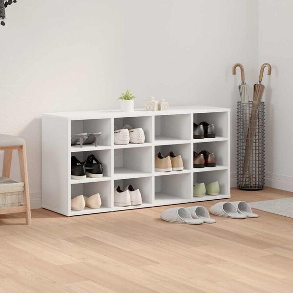 vidaXL Shoe Cabinet White 40.55 x 11.81 x 20.08 in Engineered Wood