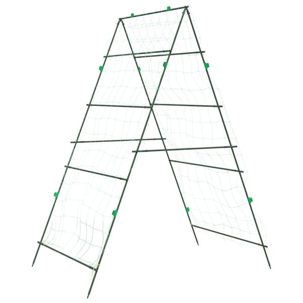 vidaXL Garden Trellis Set of 2 Green Steel with PE coating, PP, PE Large