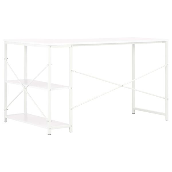 vidaXL Computer Desk White Engineered wood and powder-coated metal Large