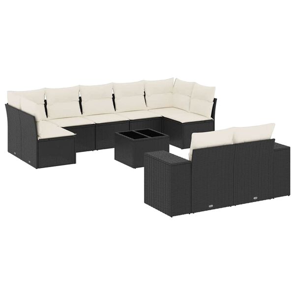 vidaXL Garden Sofa Set Black, Cream White