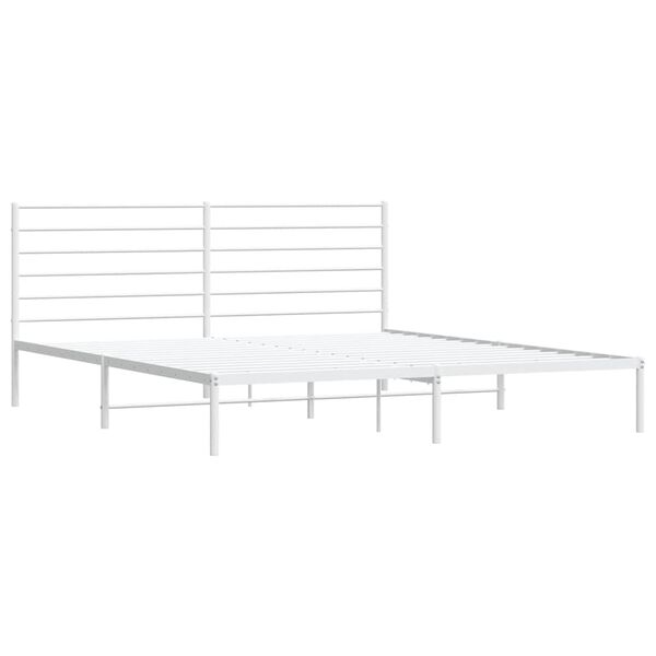 vidaXL Bed Frame White Powder-Coated Steel Full Bed Frame Rectangular