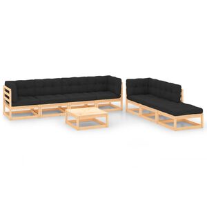 vidaXL Garden Lounge Set Natural wood, Anthracite Solid pine wood, Polyester