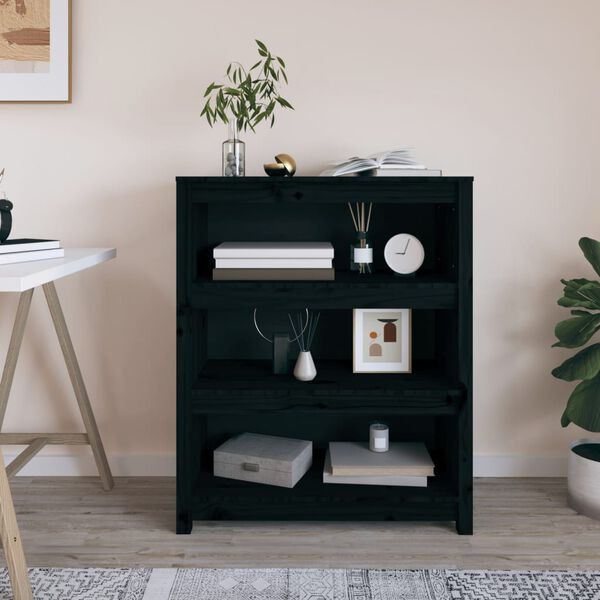 vidaXL Book Cabinet Black Solid pine wood 31.5 x 13.8 x 38.2 in