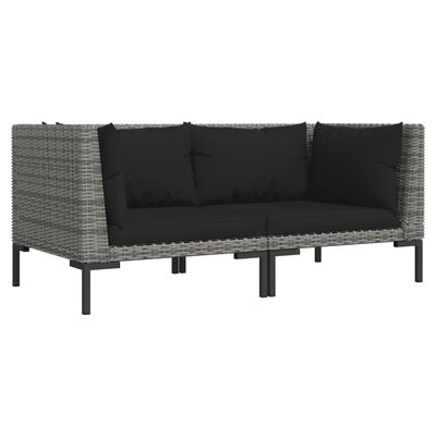 vidaXL Patio Sofas 2pcs with Cushions Half Round Poly Rattan