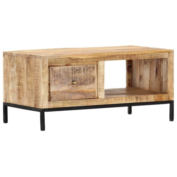 vidaXL Coffee Table Brown Solid mango wood 34.6 in x 19.7 in Rectangular
