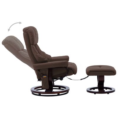 vidaXL Massage Reclining Chair Brown Faux Leather and Bentwood