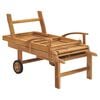vidaXL Sun Lounger Natural Teak Solid Teak Wood, Galvanized Steel