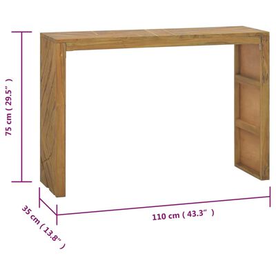 vidaXL Console Table 43.3"x13.8"x29.5" Solid Teak Wood