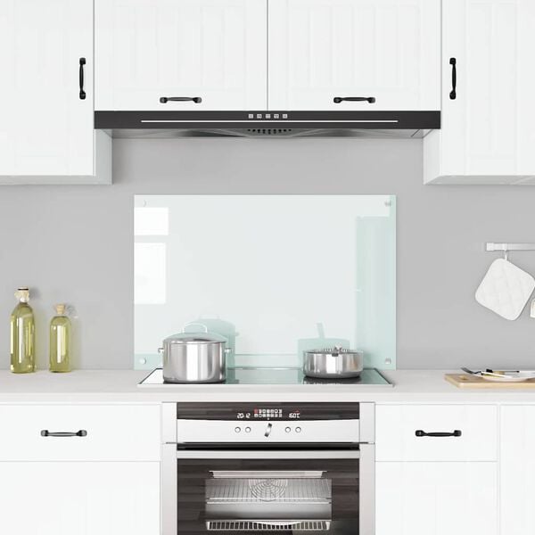 vidaXL Kitchen Backsplash White 35.4"x23.6" Tempered Glass