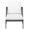 vidaXL Sun Lounger Black and Cream White Poly Rattan, Powder-Coated Steel
