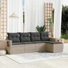 vidaXL Garden Sofa Set Light Grey PE Rattan 5 Piece Modular